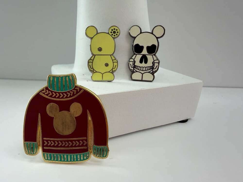 Disney Parks Ugly Christmas Sweater Lot with mickey sillouhette trading pin